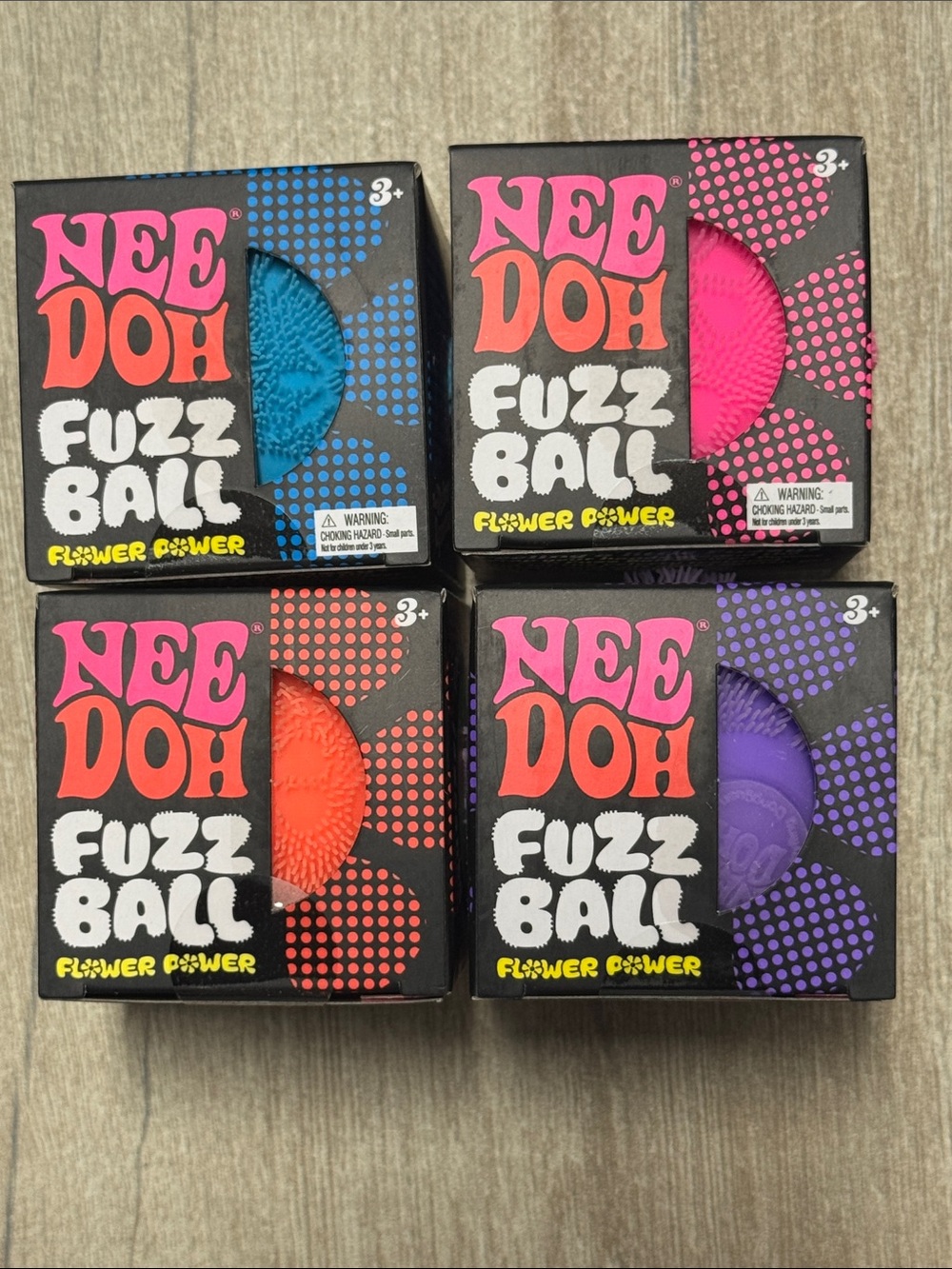 4 NeeDoh Fuzz Ball Flower Power 🩷💜💙🧡